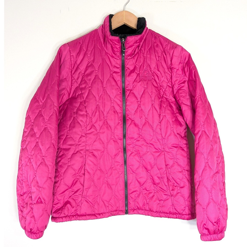 Gerry Pink Quilted Jacket; Full Zip Mock Neck Lightweight Puffer
